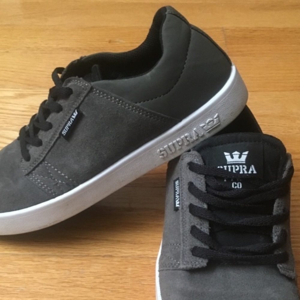 Gray Supra Skate Shoes Kids Size 6